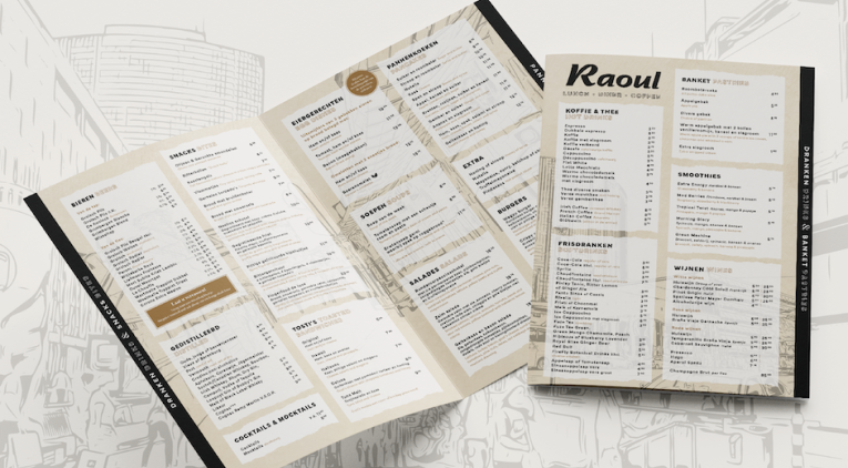 Menukaarten voor Raoul | Goos Print & Sign